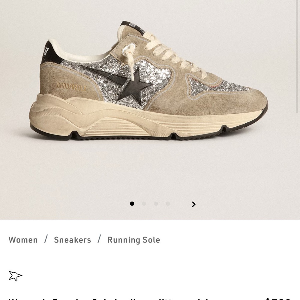 Golden Goose Women's Beige and Silver Glitter Sneakers
